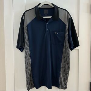 Greg Norman Blue and Gray Color-Block Polo‎ Shirt Size XL